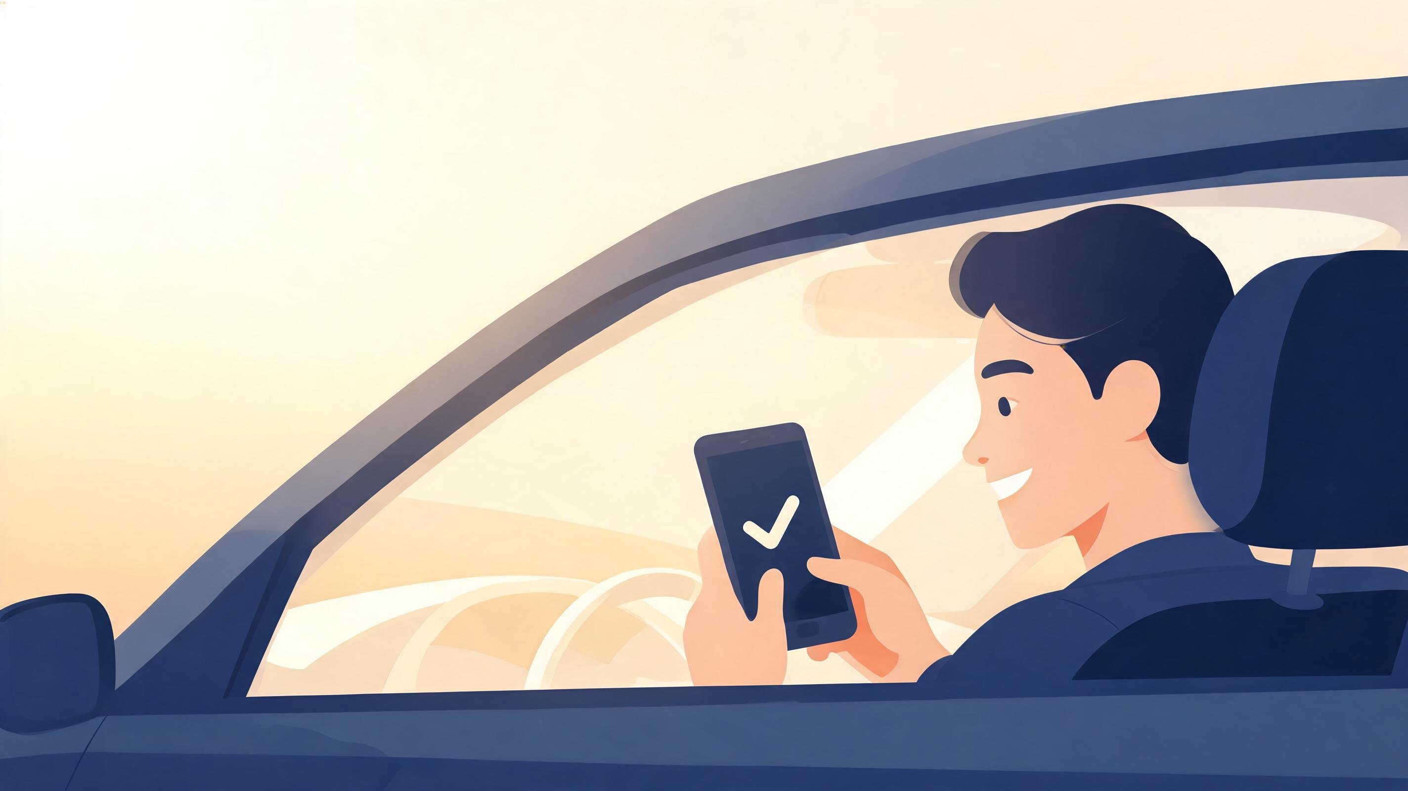 Motorista recebendo aprovação de financiamento no celular