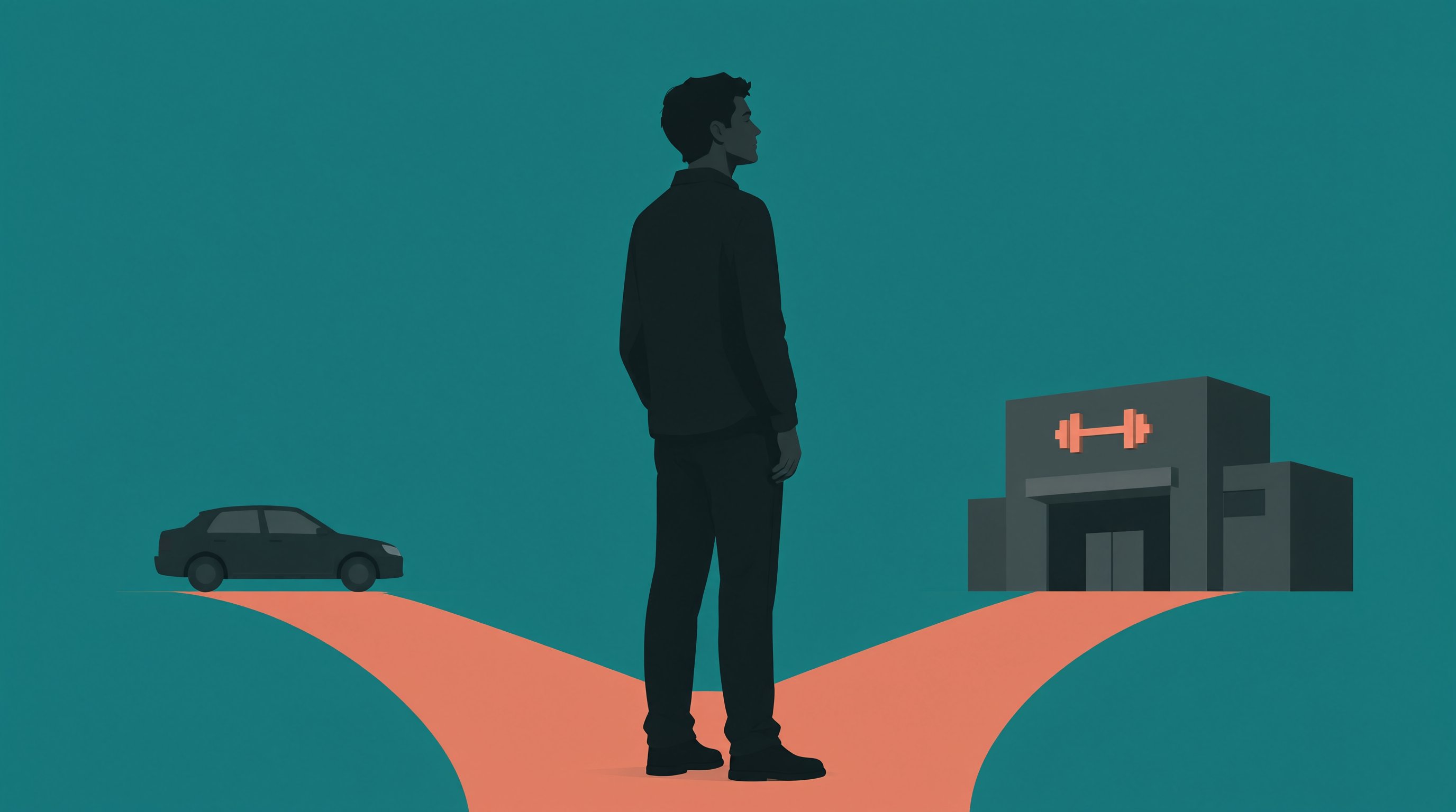 Motorista decidindo se vale a pena usar o tempo livre entre turnos para ir à academia